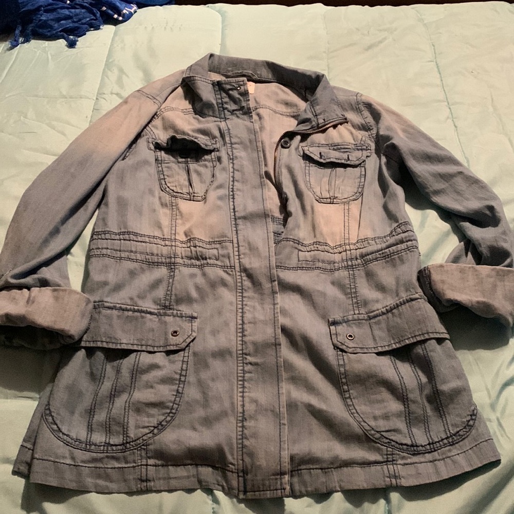 St. John bay zip and button up denim shirt